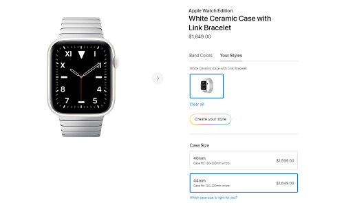 Phiên bản Apple Watch với dây gốm trắng có giá lên tới 1.600 USD. Ảnh: Phone Arena