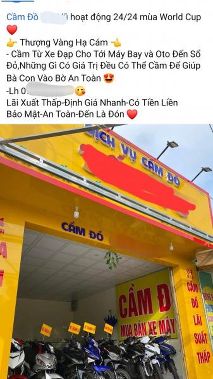 Tiệm cầm đồ sẵn sàng “tiếp máu” cho các “con chiên” mê bóng đá.