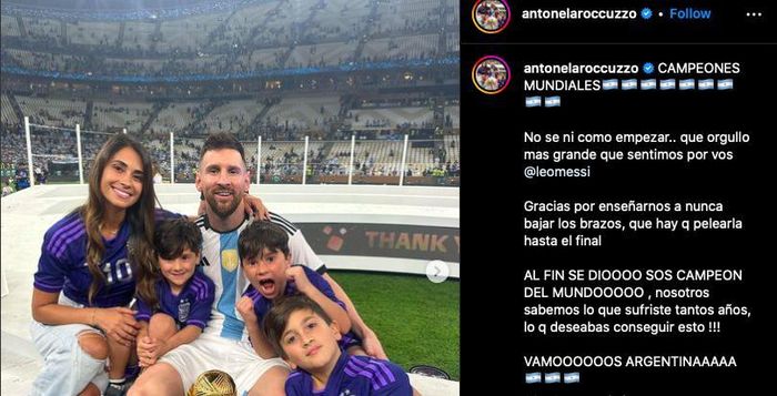  Thông điệp của vợ Messi sau chức vô địch của Argentina. 