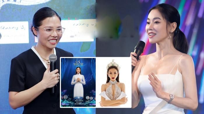 Đại diện hai đơn vị là Sen Vàng và Minh Khang trao đổi qua lại về ồn ào tranh chấp bản quyền tên gọi Hoa hậu Hòa bình Việt Nam