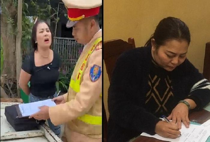 Hình ảnh bà Nguyễn Thị Ngân lăng mạ, chửi bới CSGT và khi bị đưa về cơ quan công an
