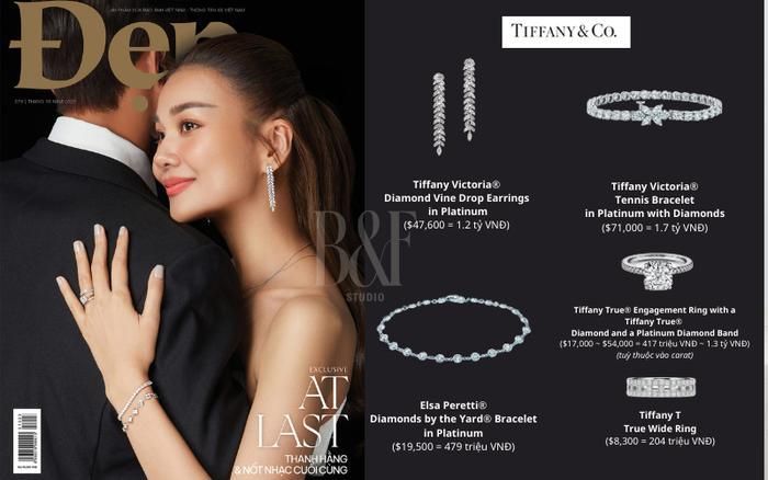 Trong bộ hình cưới đặc biệt Thanh Hằng đã đeo những trang sức của Tiffany &amp; Co. với tổng giá trị khoảng 3 tỷ đồng. 
