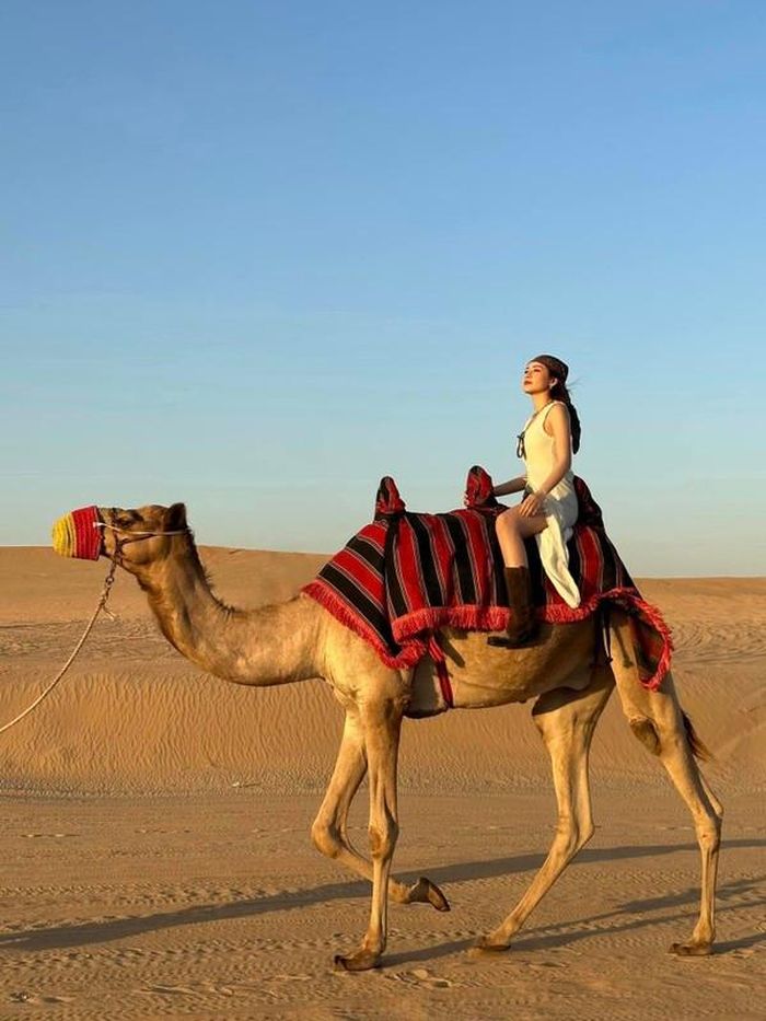 Mới đây, giọng ca "Đóa hoa hồng" chia sẻ loạt ảnh du lịch trải nghiệm với dòng chú thích trên trang cá nhân: "Dạo bước ở sa mạc Dubai".